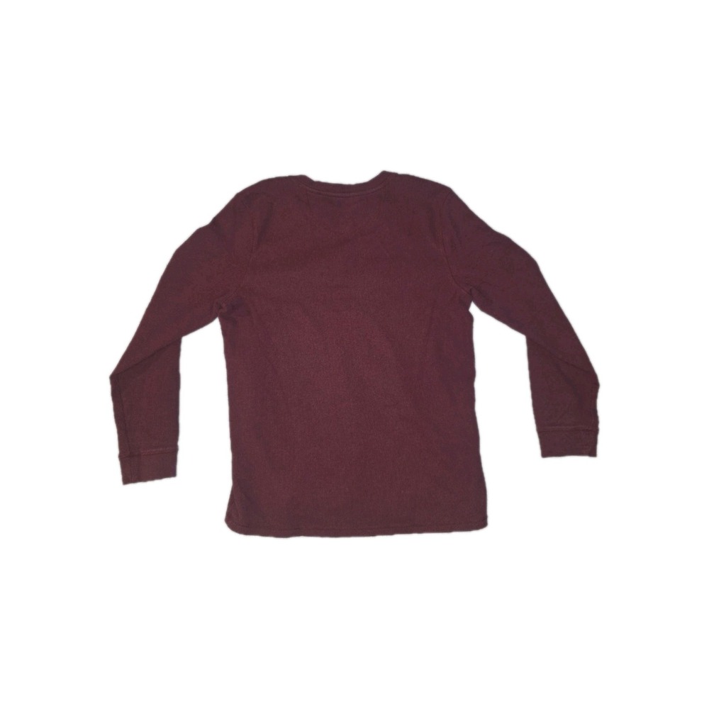 Member's Mark Men's Burgundy Henley T-Shirt L Long Sleeve Cotton Knit Button - Picture 3 of 4